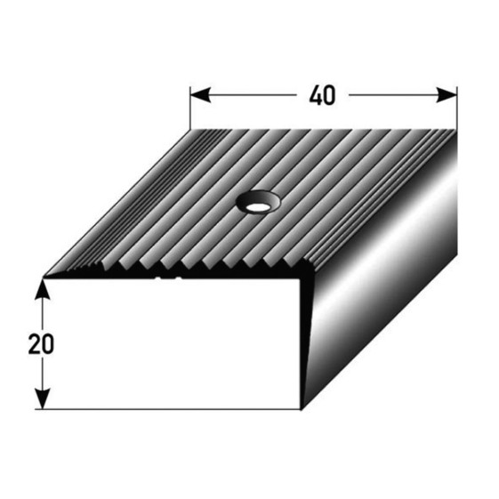 INKU Treppenkantenprofil 20 x 40 mm Aluminium mit abriebfester Edelstahl-