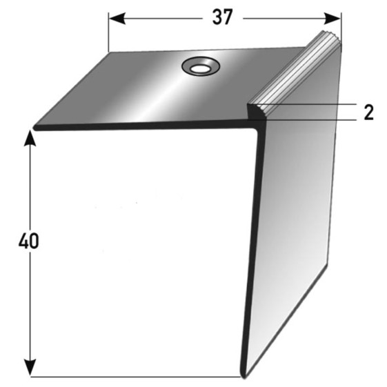 JOKA Treppenkante gebohrt Alu eloxiert 40 x 37 x 2 mm